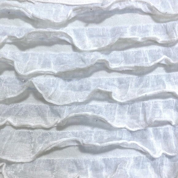 Creamy White Ruffled Top Short Sleeves Lined by Ashley Jill Womens Medium - Picture 8 of 9